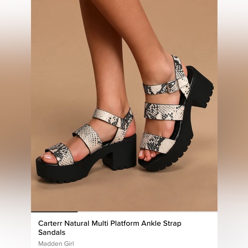 Madden Girl Carterr Natural Multi Platform Ankle Strap Sandals - Size 7